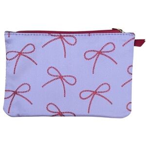 Ipsy NWOT makeup Glam bag light purple red ribbon detail December 2025